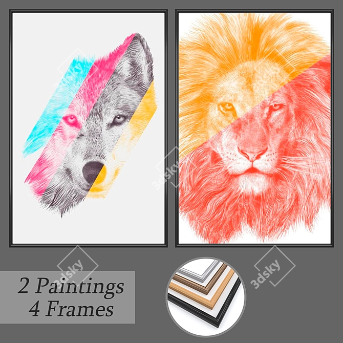 Elegant 3-Piece Wall Art Set 3D model image 1