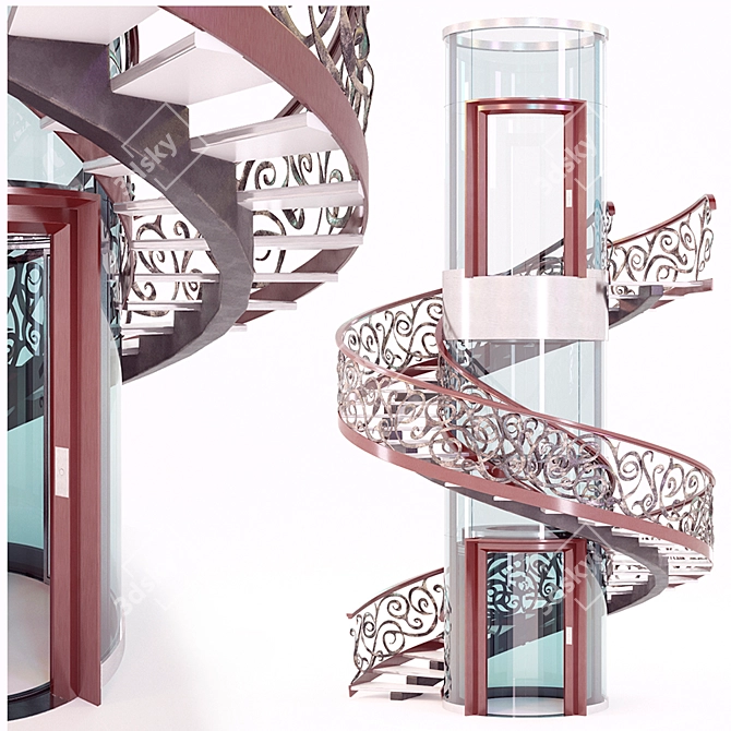 Title: Spiral Glass Elevator 3D model image 1