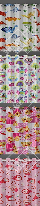 Child's Wonderland: 4 Dreamy Curtains 3D model image 2