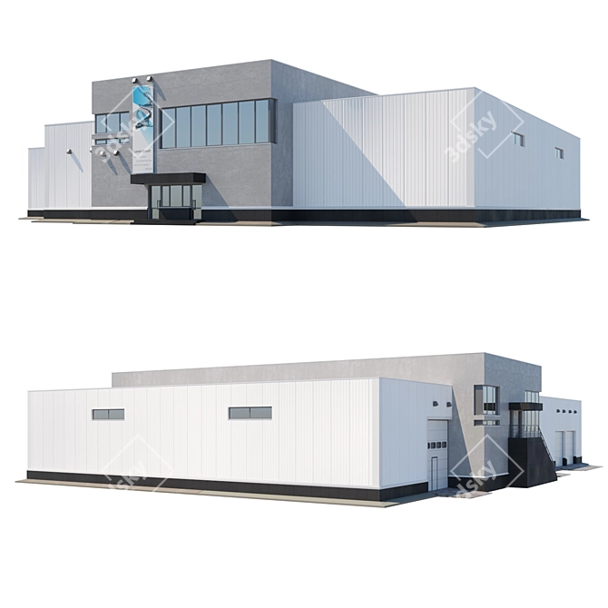 Compact Industrial Building 3D model image 1