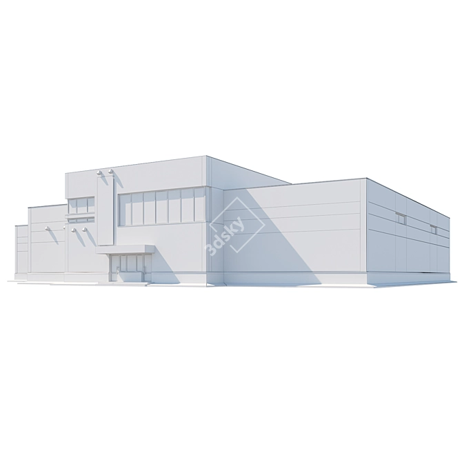 Compact Industrial Building 3D model image 2