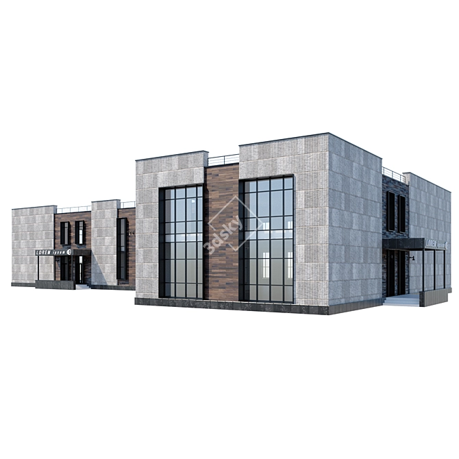 Modern Concrete and Composite Office 3D model image 1