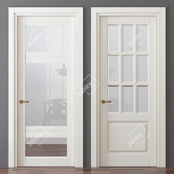 Toscana Grigliato: Vintage Enameled Beech Wood Door 3D model image 1