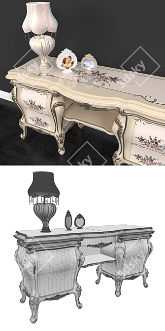 Floral Chest: Stylish Storage Solution 3D model image 3