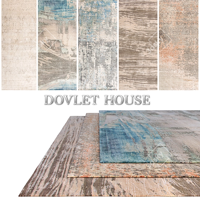 Title: DOVLET HOUSE Carpets: 5-Piece Set (Part 261) 3D model image 1