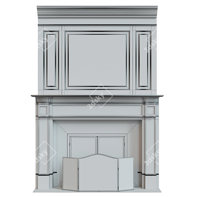 Classic Wooden Fireplace with Carvings 3D model image 3