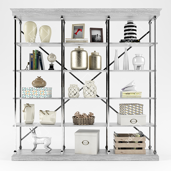 Stylish Decorative Shelving Set 3D model image 1