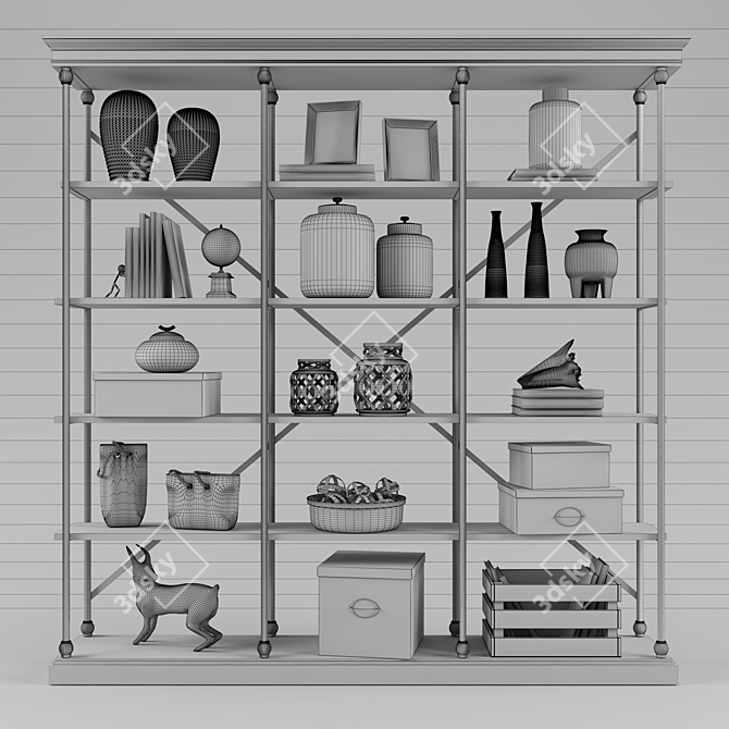 Stylish Decorative Shelving Set 3D model image 2