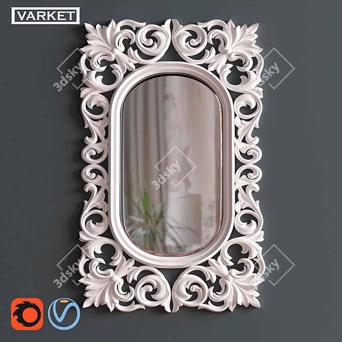 Elegant Fiore Mirror 3D model image 1