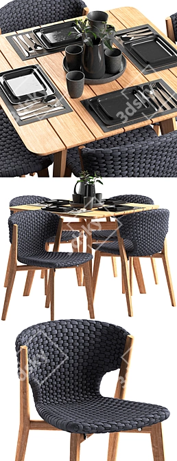 Ethimo Knit Teak Dining Set 3D model image 2