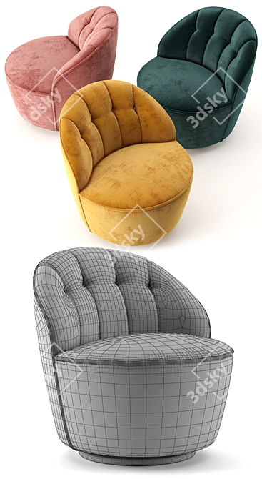 Elegant Margot Accent Chair - Swivel Base 3D model image 3