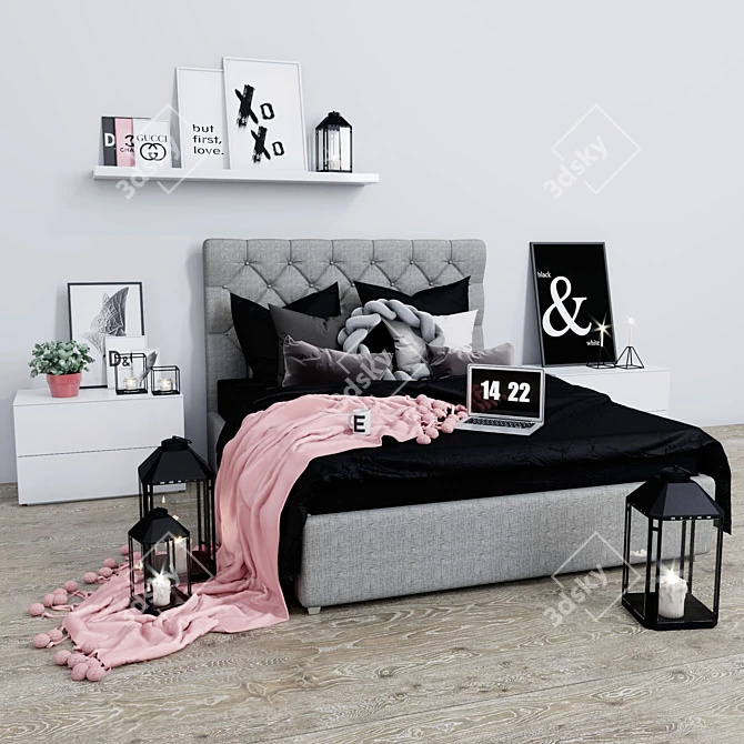 Stylish ML Bed: Modern Elegance 3D model image 1