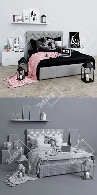 Stylish ML Bed: Modern Elegance 3D model image 3