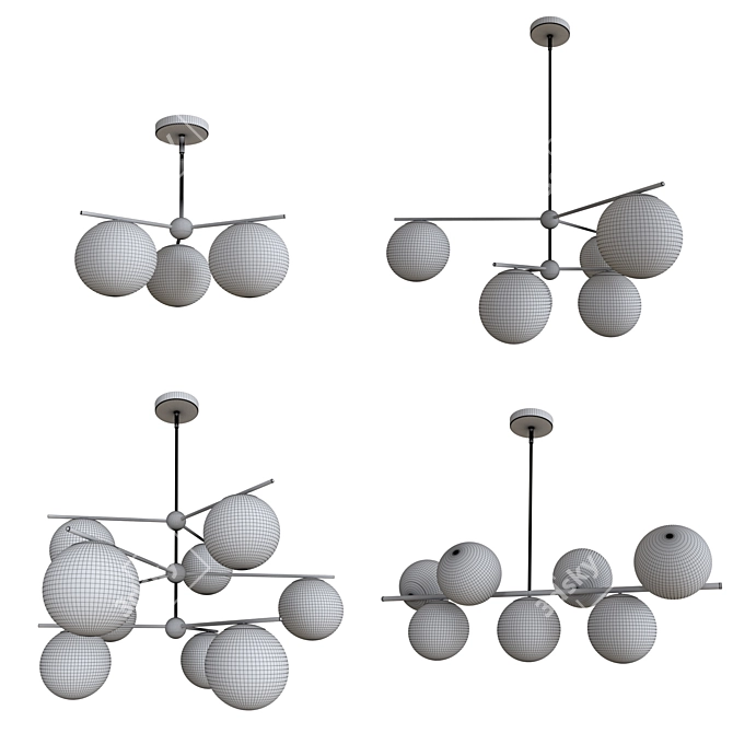 Modern Glass Sphere Chandelier 3D model image 2