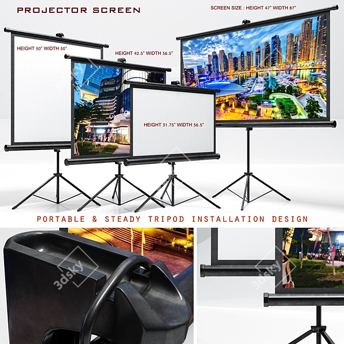 Versatile Projector Screens: 4 Types & Easy Installation 3D model image 1