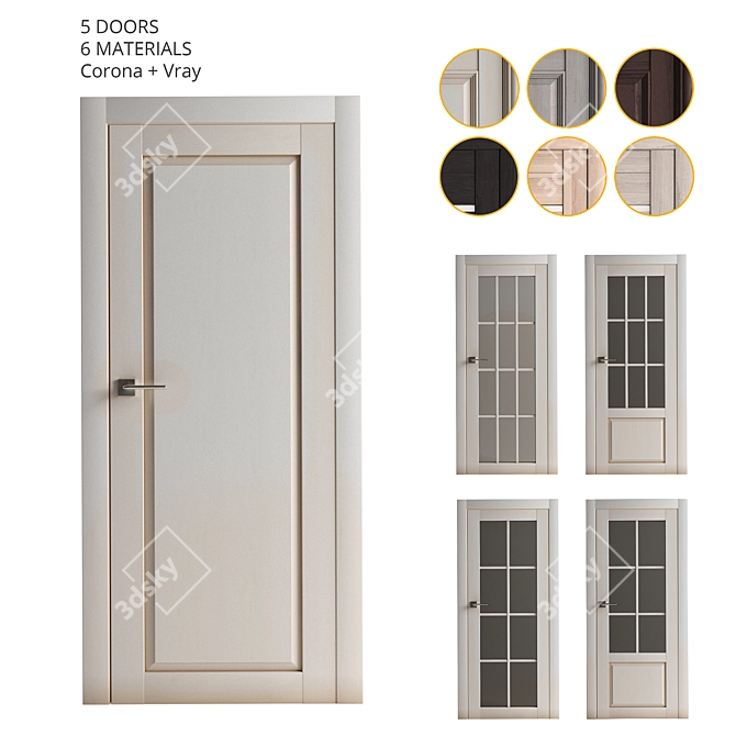 Versatile Set of 5 Stylish Doors 3D model image 1