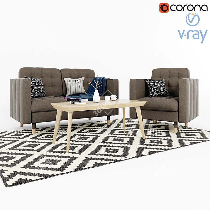 Stylish Landskrona Sofa: Comfortable and Chic 3D model image 1