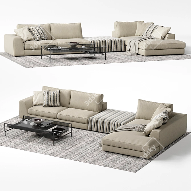 Eole 2: Luxury Corner Sofa with Ottoman 3D model image 1