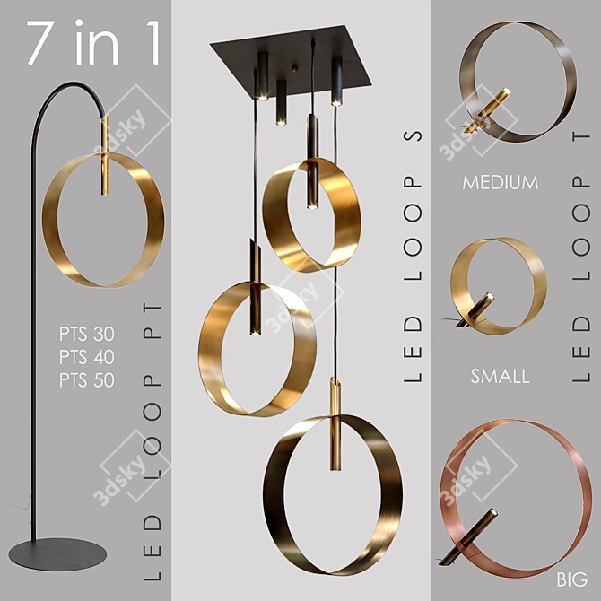 Title: RIFLESSI LED LOOP Collection - Stunning Fixture Set 3D model image 1