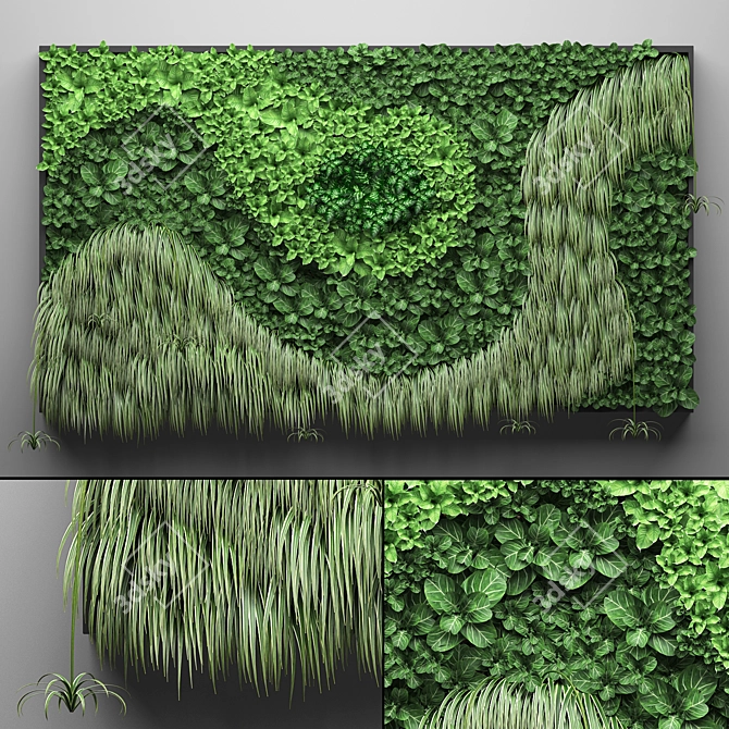 Vertical Green Wall Garden - 18 Modules 3D model image 1