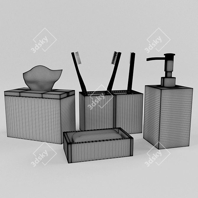 Elegant Glass Bathroom Set 3D model image 3