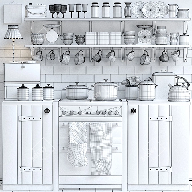 Provençal Kitchen Set 3D model image 2