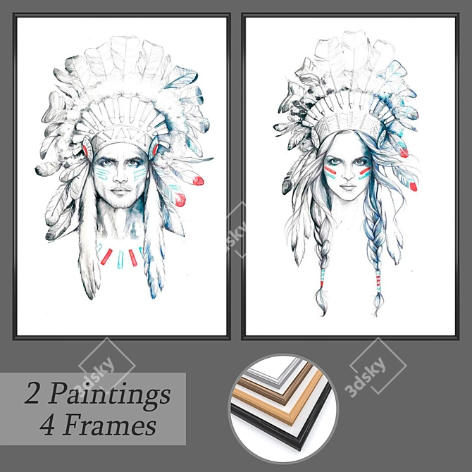 Elegant Wall Art Set 3D model image 1