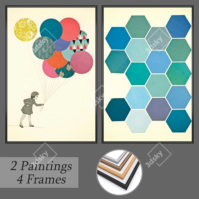 Elegant Wall Art Set 3D model image 1