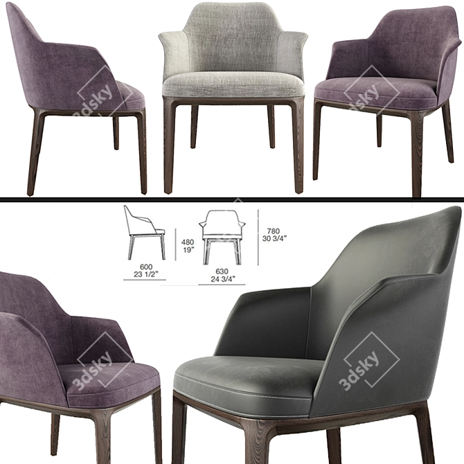 Elegant Poliform Sophie Chair 3D model image 1