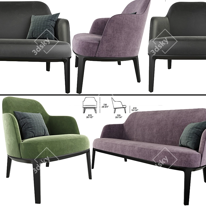 Poliform Jane Armchair Sofa Set 3D model image 1