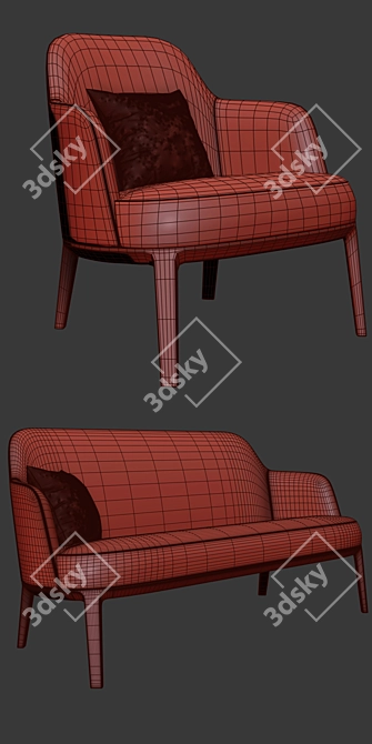 Poliform Jane Armchair Sofa Set 3D model image 3