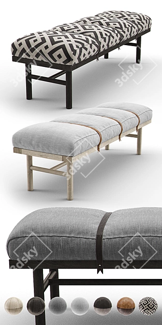 Safari Bench: Keystone Designer's Scandinavian Leather Seat 3D model image 2