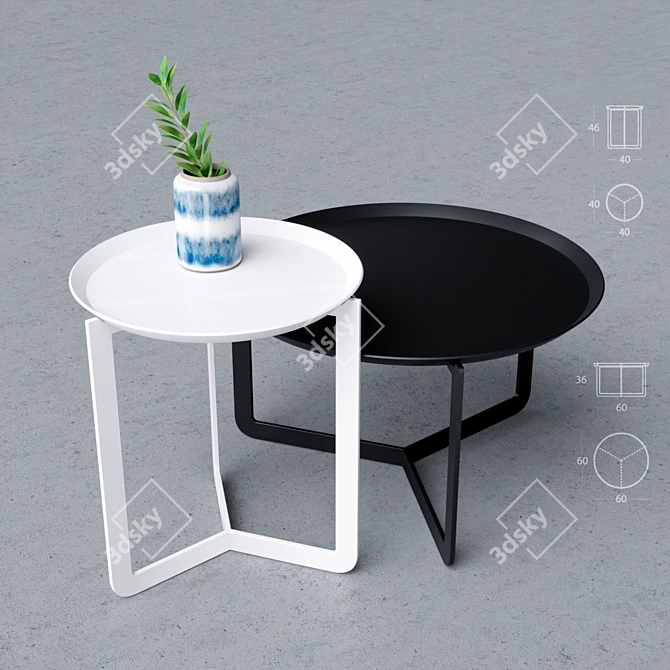 Modern Metal Side Table 3D model image 1