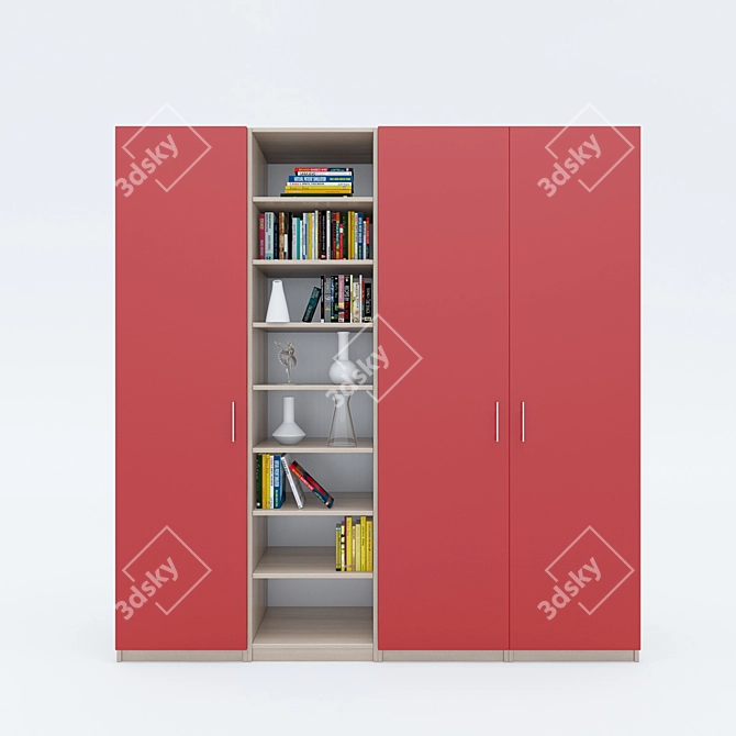 Modular Wardrobe and Bookshelf Set 3D model image 1