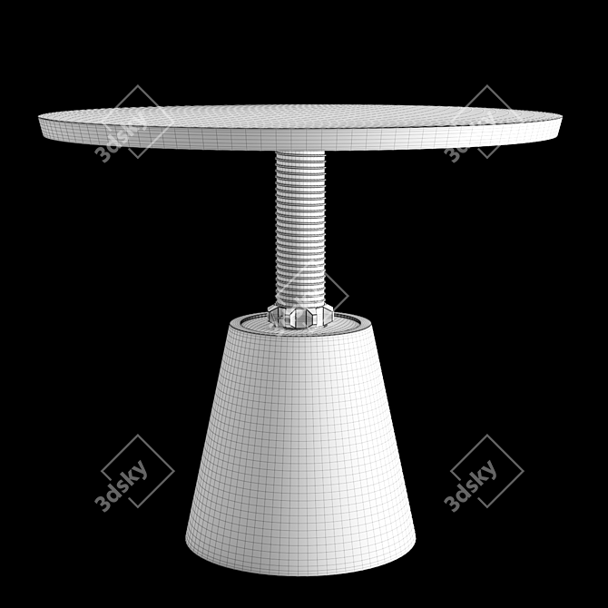 Versatile Height-Adjustable Wood Dining Table 3D model image 2