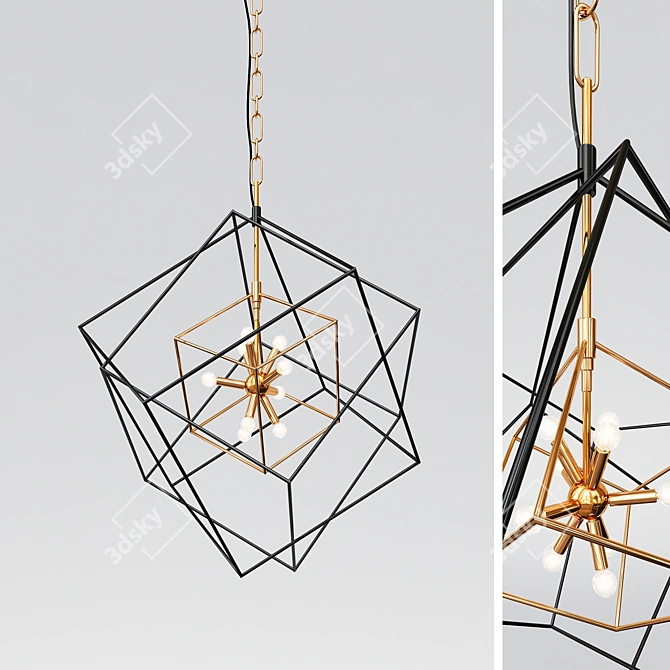 Modern Gold Pendant Lights Set 3D model image 2