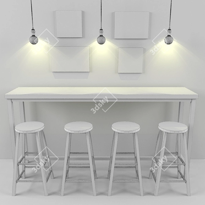 Dine-In Dream: Complete Restaurant Setup 3D model image 3