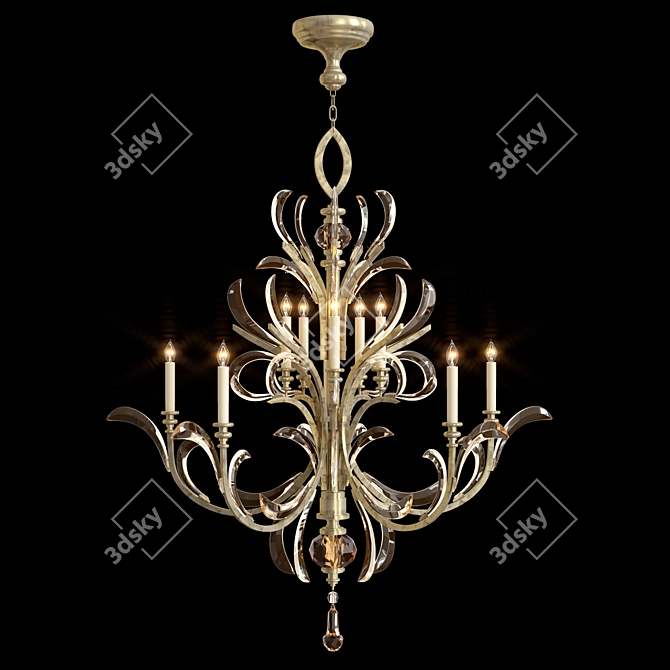 Beveled Arcs Chandelier - Metal and Crystal Finish 3D model image 2