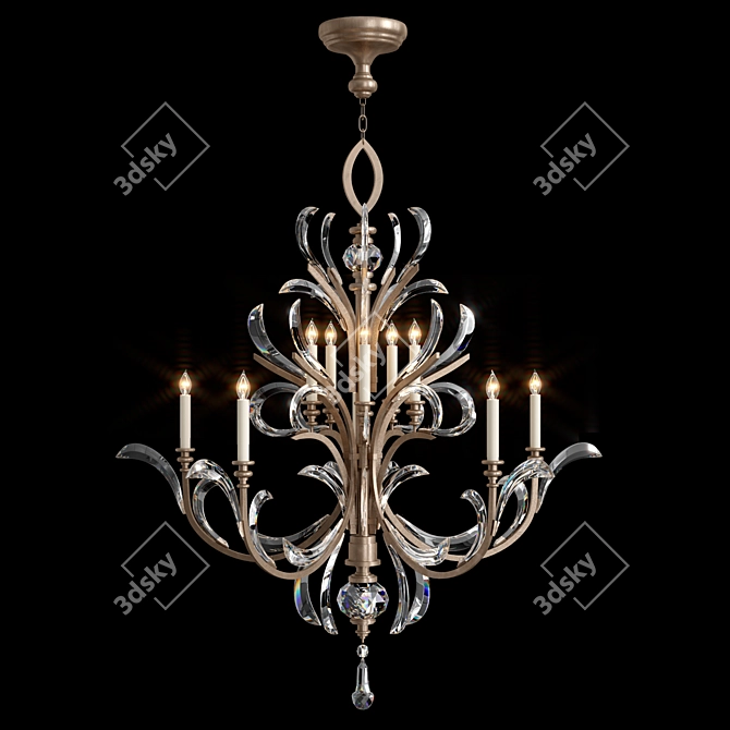 Beveled Arcs Chandelier - Metal and Crystal Finish 3D model image 3