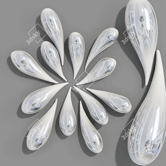 Handcrafted White Glass Splash 3D model image 1