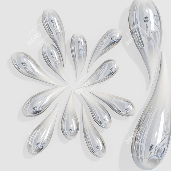 Handcrafted White Glass Splash 3D model image 2