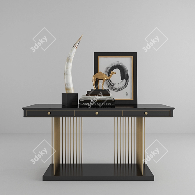 Luxe Golden-Based Console Table 3D model image 1