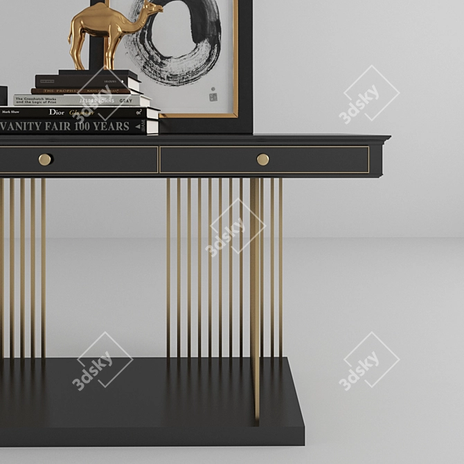 Luxe Golden-Based Console Table 3D model image 2