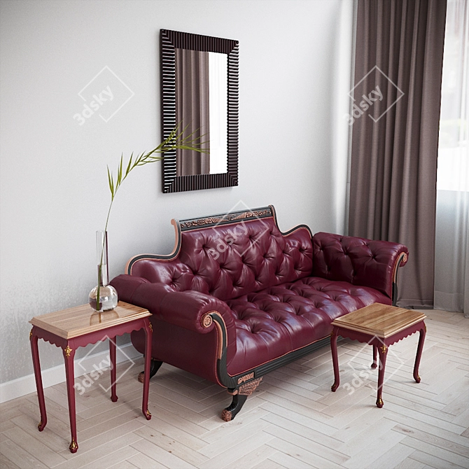 Vintage Elegance: Old Hickory Duncan Sofa 3D model image 2