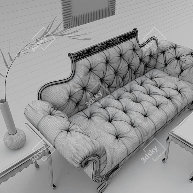 Vintage Elegance: Old Hickory Duncan Sofa 3D model image 3