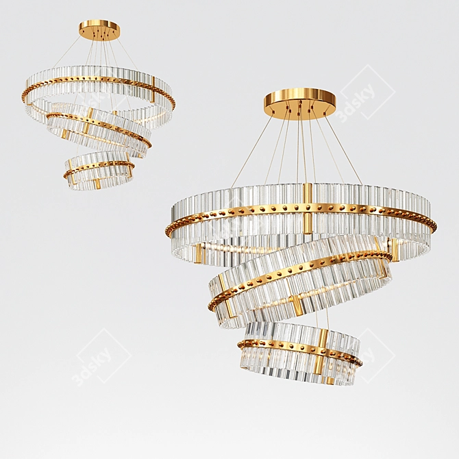 Modern Crystal Chandelier: 3 Layer LED Lighting 3D model image 1