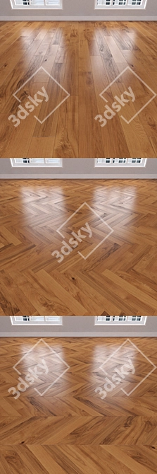 Honey Oak Parquet: Herringbone, Linear & Chevron 3D model image 2