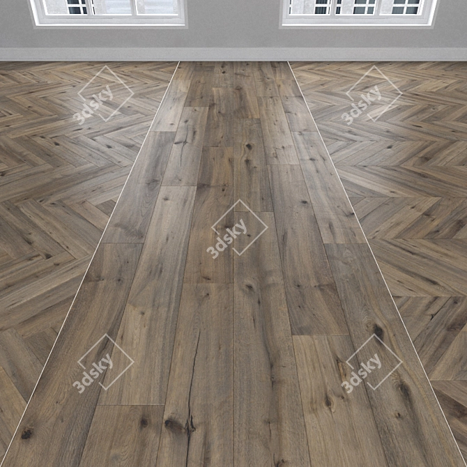 Versatile Oak Parquet: Herringbone, Linear & Chevron 3D model image 1