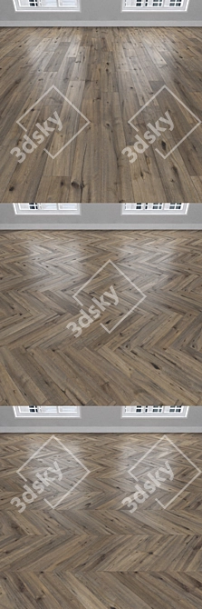 Versatile Oak Parquet: Herringbone, Linear & Chevron 3D model image 2