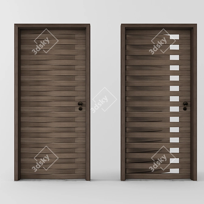 Modern 2 Panel Main Door 3D model image 1